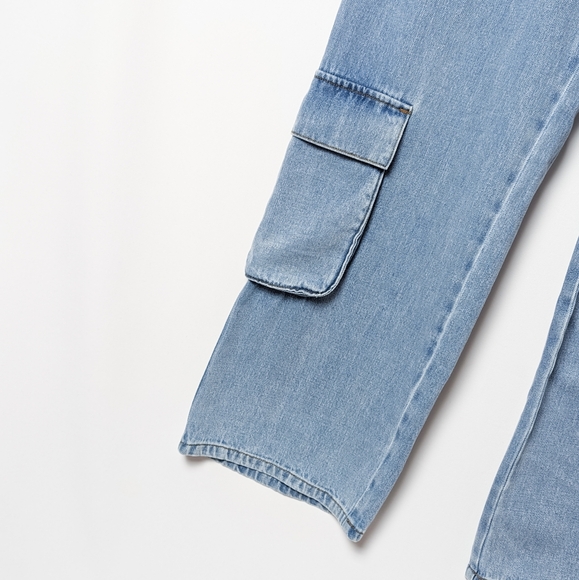 HOUSE OF CB Ria Cargo Jeans Washed Utility Pocket Blue Pant Size Medium M - Picture 11 of 13